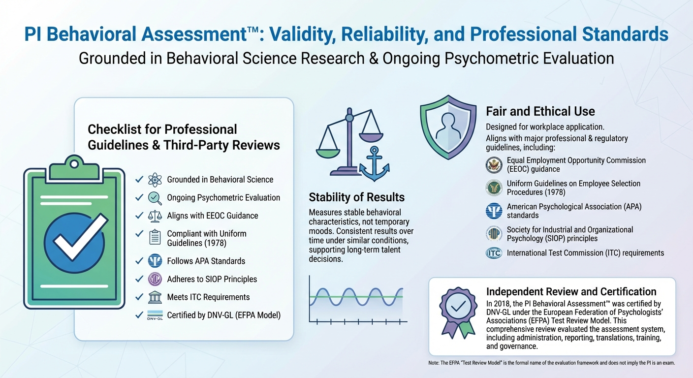 PI Behavioral Assessment validity and reliability